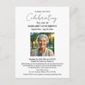 Simple Elegant Celebration Of Life Photo  Postkarte (Vorderseite)