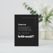 Simple elegant & chic Bridesmaid proposal Postkarte (Stehend Vorderseite)