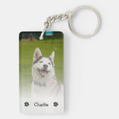 Simple Elegant Chic Double Pet Photo Keychain  Schlüsselanhänger (Rückseite)