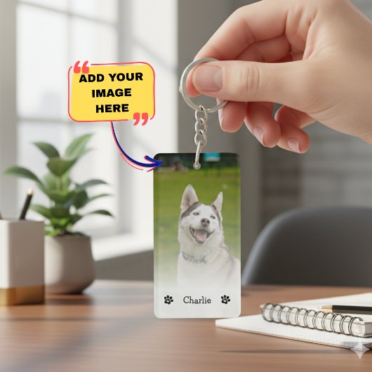 Simple Elegant Chic Double Pet Photo Keychain  Schlüsselanhänger