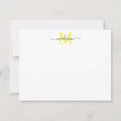 SImple Elegant Chic Girly Script Monogram Yellow Mitteilungskarte (Vorderseite)