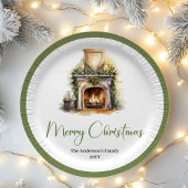 Simple Elegant Christmas Custom Name Paper Plates Pappteller