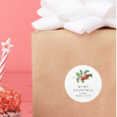 Simple Elegant Christmas Watercolor Botanical Runder Aufkleber