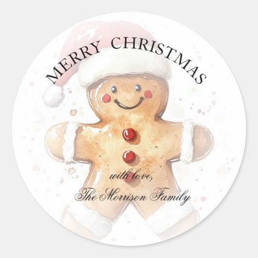 Simple Elegant Christmas Watercolor Gift Wrap Runder Aufkleber (Vorderseite)