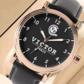 Simple elegant  customizable Monogram  Black Armbanduhr