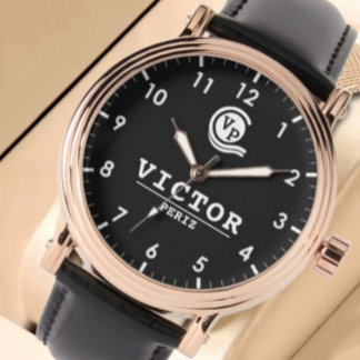 Simple elegant customizable Monogram Black Armbanduhr