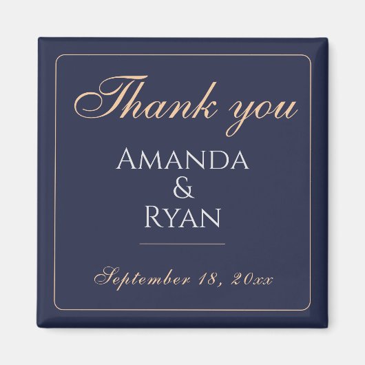 Simple Elegant Dark Blue Wedding Vielen Dank Magnet (Vorne)