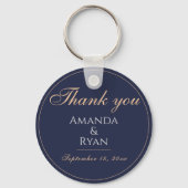 Simple Elegant Dark Blue Wedding Vielen Dank Schlüsselanhänger (Vorderseite)