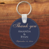 Simple Elegant Dark Blue Wedding Vielen Dank Schlüsselanhänger (Vorderseite)