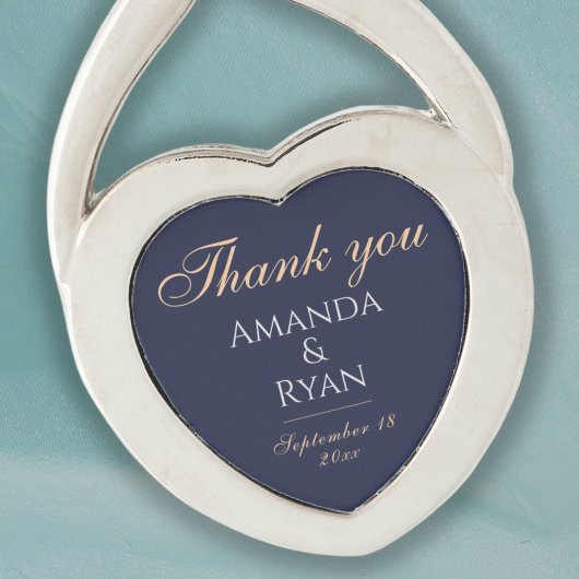 Simple Elegant Dark Blue Wedding Vielen Dank Schlüsselanhänger