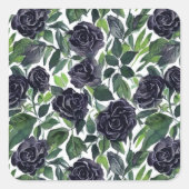 Simple elegant dark roses print quadratischer aufkleber (Vorderseite)