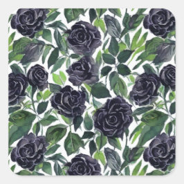 Simple elegant dark roses print quadratischer aufkleber