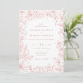 Simple Elegant Dusty Pink Floral Garden Wedding Einladung (Stehend Vorderseite)