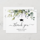 Simple Elegant Eucalyptus Abschluss Vielen Dank Ankündigungspostkarte (Vorne/Hinten)