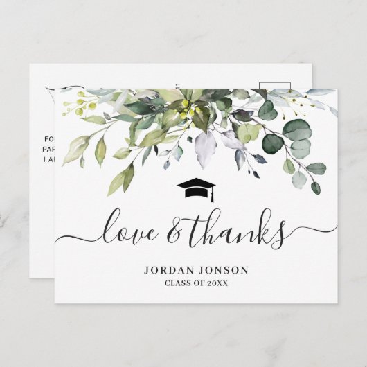 Simple Elegant Eucalyptus Abschluss Vielen Dank Postkarte (Vorne/Hinten)