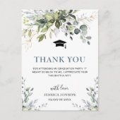 Simple Elegant Eucalyptus Abschluss Vielen Dank Postkarte (Vorderseite)