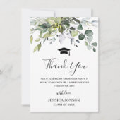 Simple Elegant Eucalyptus Foliage Graduation PHOTO Dankeskarte (Vorderseite)