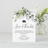 Simple Elegant Eucalyptus Greenery Graduation Dankeskarte (Stehend Vorderseite)