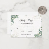 Simple Elegant Eucalyptus Greenery Wedding RSVP Ca Mitteilungskarte (Vorderseite/Rückseite Beispiel)