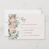 Simple Elegant Eucalyptus Pampas Grass Protea RSVP Karte (Vorderseite)