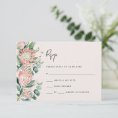 Simple Elegant Eucalyptus Pampas Grass Protea RSVP Karte (Stehend Vorderseite)