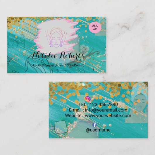 Simple Elegant Facial Cleanser Foam Gel Cream Visitenkarte (Vorne/Hinten)