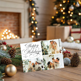 Simple Elegant Family 3 Photo Collage Christmas Feiertagskarte