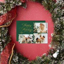 Simple Elegant Family 3 Photo Collage Christmas Folien Feiertagskarte
