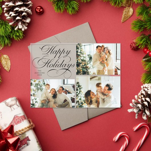 Simple Elegant Family Photo Collage Christmas Card Acryleinladungen (Insitu (Feiertag))