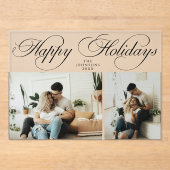 Simple Elegant Family Photo Collage Christmas Card Acryleinladungen (Vorderseite)