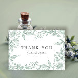 Simple Elegant Floral Mint Green Wedding Dankeskarte<br><div class="desc">This beautiful wedding thank you card features a delicate line art floral design in mint green,  creating a lovely frame. Text templates are included on both the front and inside for easy personalization. Leave the inside message as is,  customize it,  or delete it for a completely handwritten note.</div>