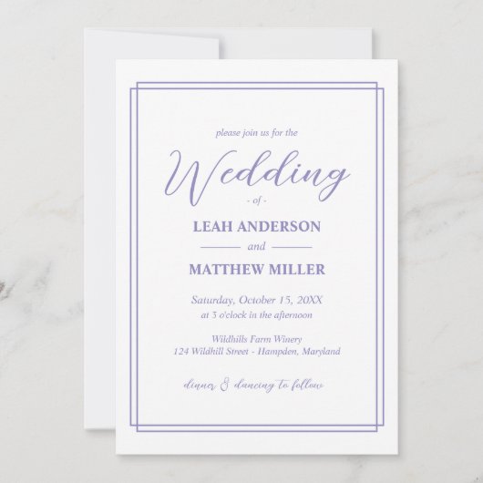 Simple Elegant Floral Pattern Wedding Invitation Einladung (Vorderseite)
