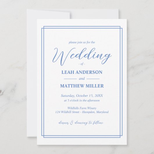 Simple Elegant Floral Pattern Wedding Invitation Einladung (Vorderseite)