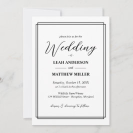Simple Elegant Floral Pattern Wedding Invitation Einladung