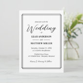 Simple Elegant Floral Pattern Wedding Invitation Einladung (Stehend Vorderseite)