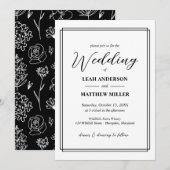 Simple Elegant Floral Pattern Wedding Invitation Einladung (Vorne/Hinten)
