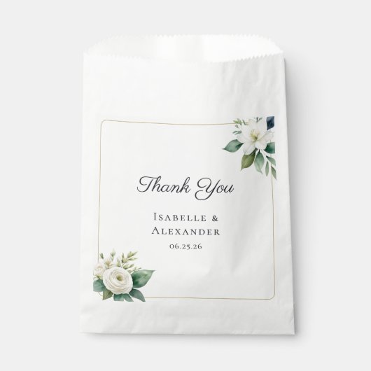 Simple Elegant Floral Personalized Wedding Geschenktütchen (Vorderseite)