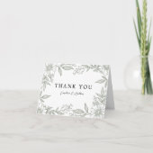 Simple Elegant Floral Sage Green Wedding Dankeskarte (Vorderseite)