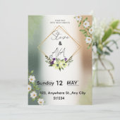 Simple Elegant Floral Wedding Invitation Einladung (Stehend Vorderseite)