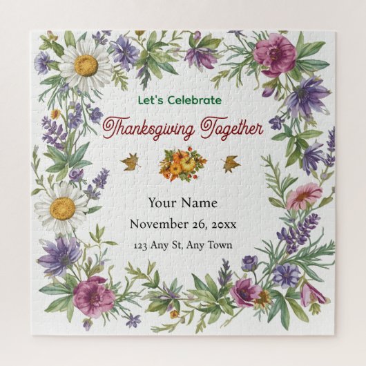 Simple Elegant Flower Framed Friendsgiving Puzzle (Vertikal)