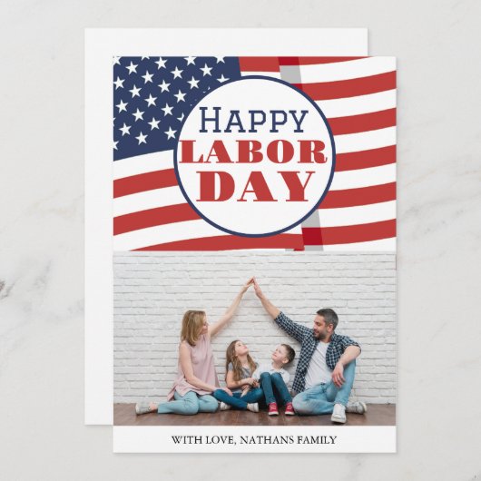 Simple Elegant Foto Happy Labour Day mit US-Flagge (Vorne/Hinten)