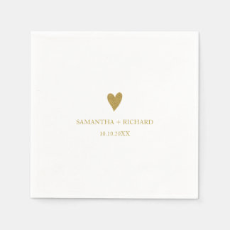 Simple Elegant Gold Heart Wedding Personalized Serviette