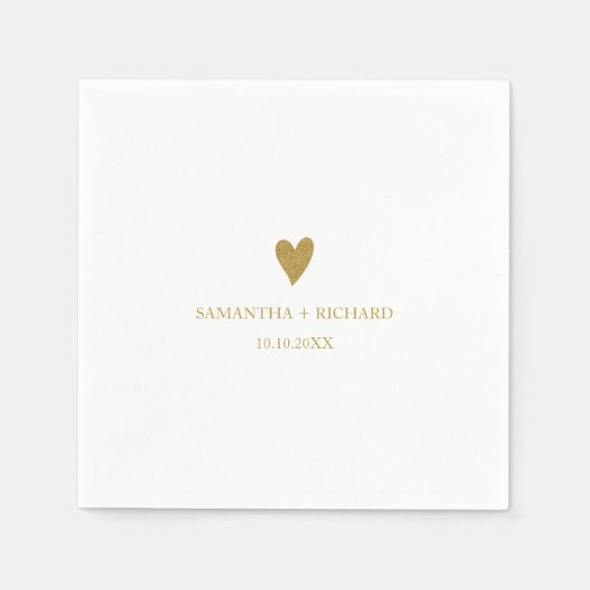 Simple Elegant Gold Heart Wedding Personalized  Serviette (Vorderseite)