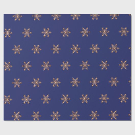 Simple elegant gold snowflakes navy Christmas Geschenkpapier (Flach)