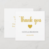 Simple Elegant Gold Wedding Thank You Note Card Dankeskarte (Vorne/Hinten)