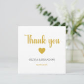 Simple Elegant Gold Wedding Thank You Note Card Dankeskarte (Stehend Vorderseite)