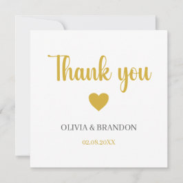 Simple Elegant Gold Wedding Thank You Note Card Dankeskarte