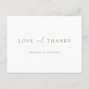 Simple Elegant Gold Wedding Thank You Postkarte