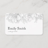 Simple Elegant Gray Floral Line Art QRCode Visitenkarte (Vorderseite)