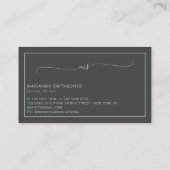 Simple Elegant Green Gray Minimalist Two Monogram Visitenkarte (Rückseite)